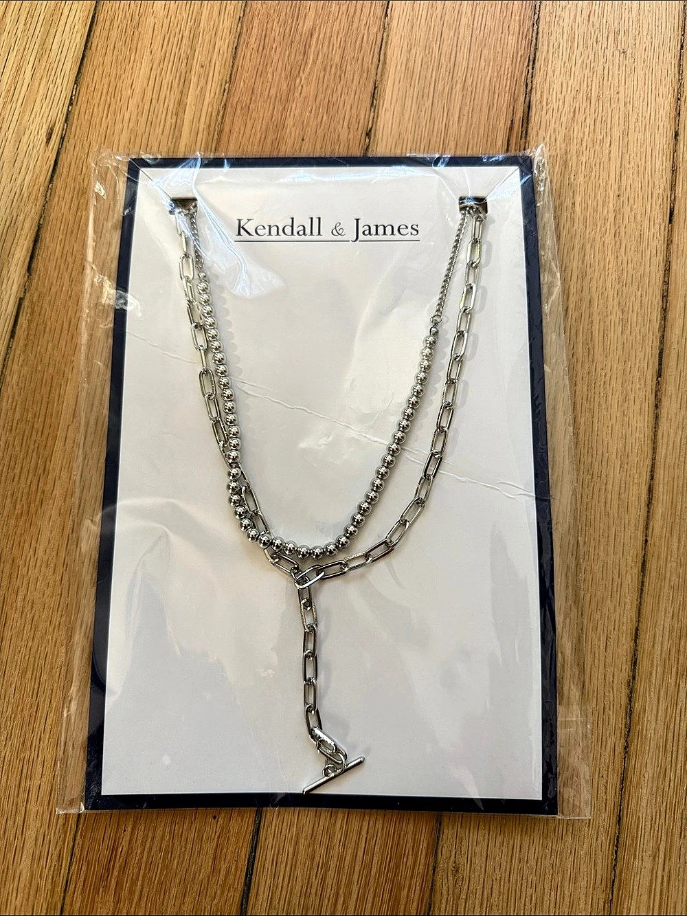 Kendall & James Layered Chain Pendant Necklace Silver